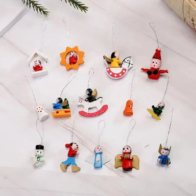 Creative Christmas Tree Decoration Wooden Small Pendant Small Ornaments Boxed Window Props Ornaments Christmas Decorations