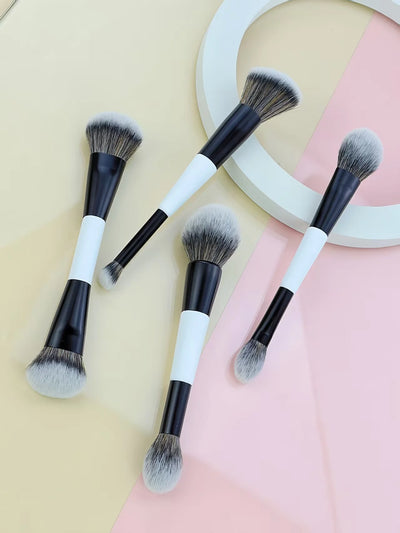 4 Double-Headed Makeup Brushes, Multi-Functional Makeup Brush, Blush Brush, Foundation Brush, Loose Powder Brush, Highlight Brush, Nose Shadow Brush, Concealer Brush, Blush Brush, Gift for Ladies and Girls