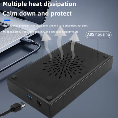 External Hard Drive Enclosure 2.5/3. 5 Inch SSD External Hard Drive Box 20TB SATA to USB 3.0 Hard Disk Case Adapter for PC