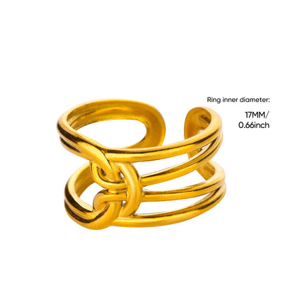 Double Layer Knotted Rings for Women Opening Stainless Steel Ring Vintage Femme Band Party Jewelry Accessories anillos mujer BFF