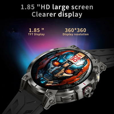 Military Smart Watch Men 760mAh Large Battery LED Flashlight Compass 1.8