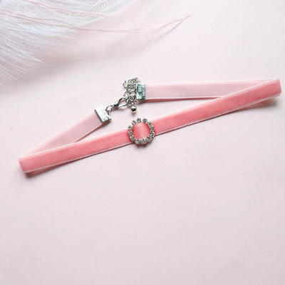 Fashion Choker Necklace For Women Lovely Pink Lace Pearl Heart Pendant Short Clavicle Necklace Aesthetic Jewelry Gift For Her