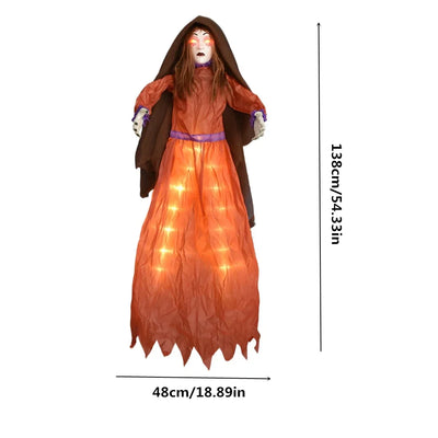 1PC Halloween Hanging Animated Decorations Talking Shaking Scary Clown with Chain Voice Control Outdoor Yard Haunted House Prop