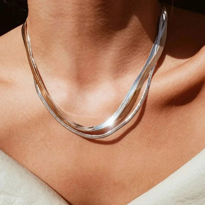 4mm Women Herringbone Necklace, 925 Silver Collarbone Chain Choker Collier Wedding Party Jewelry Gifts