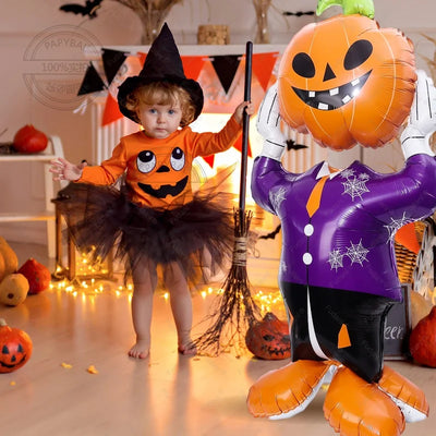 Halloween Balloon Giant Ghost Pumpkin Skull Castle Aluminum Film Standing Balloon for Halloween Party Yard Garden Scary Decor