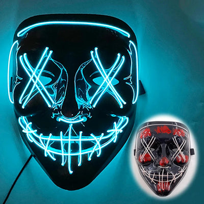 Led Mask Halloween Party Masque Masquerade Masks Neon Light Mask Mascara Horror Maska Glowing Purge Mask Glow In The Dark