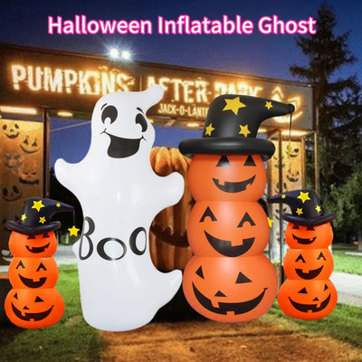 Halloween Inflatable Pumpkin Scary Ghost Model Windproof Stacked Inflatable Pumpkins Horror Festival Theme  Courtyard Haunted Ho