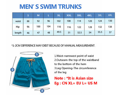 Men's Beach Shorts 3D Printed Summer Surfing Board Shorts Hawaii Shorts Men Women Swim Pants