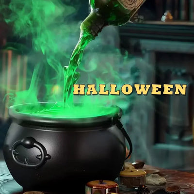 Halloween WitchCauldron with LED Light & Fog Mist Maker Skeleton Decor for Spooky Hocus Pocus Party, Home, Halloween Party