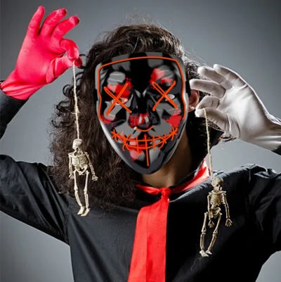 Led Mask Halloween Party Masque Masquerade Masks Neon Light Mask Mascara Horror Maska Glowing Purge Mask Glow In The Dark
