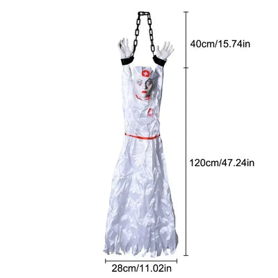 1PC Halloween Hanging Animated Decorations Talking Shaking Scary Clown with Chain Voice Control Outdoor Yard Haunted House Prop