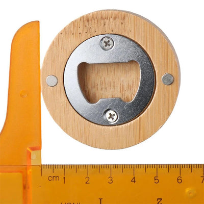 30Pcs Round Natural Bamboo Beer Bottle Opener Creative Cocktail Drinks Openers With Magnetic Fridge Magnet Kitchen Accessories