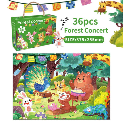 36pcs Carrying Jigsaw Puzzle Children Paper Large Pieces Puzzle Enlightenment Gift 3-6 Years Old Baby Toys Toddler Puzzle