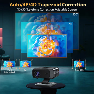 XIWBSY 2025 Mini Projector 4K 25000Lumens Smart Projector Wifi6 BT5.3 LED Projector 8K Decode Portable Home Cinema Projector 64G