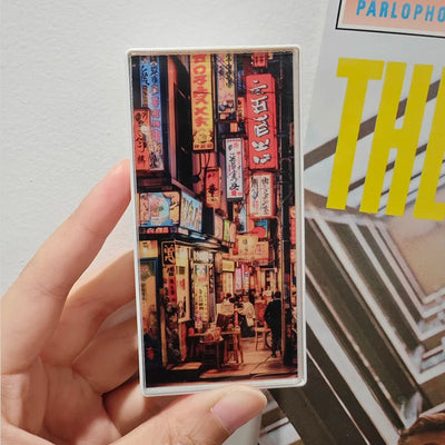 Japanese Magnetic Fridge Stickers Light Signs Tokyo Osaka Luminous Light Box Creative Refrigerator Sticker Magnets Home Decor