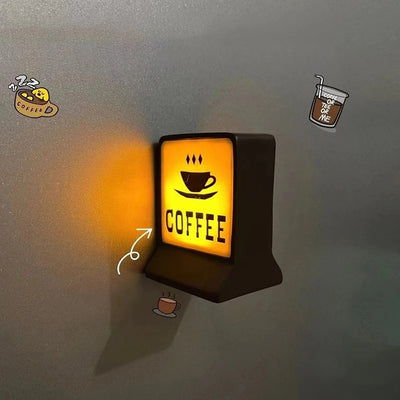 Creative Magnetic Fridge Stickers Coffee Shop 711 Luminous Label Convenience Store Signs Refrigerator Sticker Kitchen Decoration