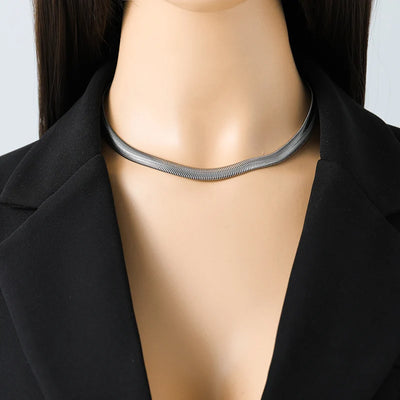 EILIECK 316L Stainless Steel Silver Color Flat Snake Bone Chain Necklace For Women New Fashion Neck Chain Jewelry Holiday Gifts