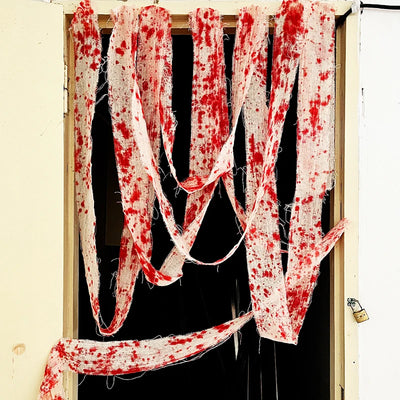 3/5m Halloween Bloody Cloth Strips Blood Gauze Bandage Haunted House Secret Room Horror Party Halloween Scene Decoration Props