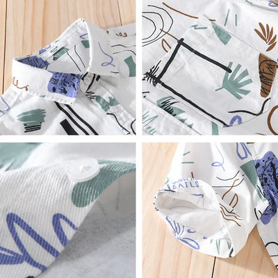 Summer Casual Beach Style Printed Short-sleeved Men Shirt Comfortable Loose Versatile Cardigan
