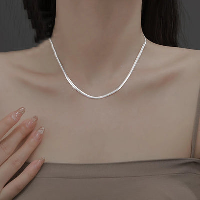 Hot S925 Sterling Silver Necklace 18-20-22inch Simple Choker Snake Bone Round Accessories Men's & Women's Gift Fine Jewelry