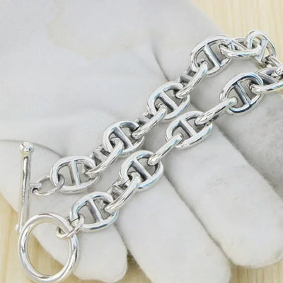 S925 Sterling Silver Necklace Pig Nose Buckle, Light Luxury and Niche  Street Fashion Design Sense Retro Couple Jewelry