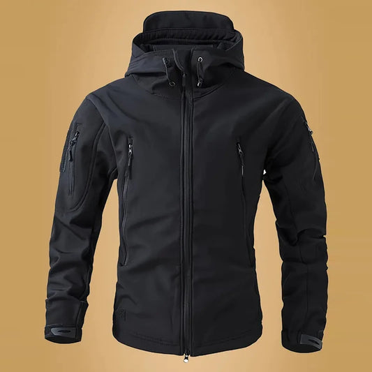2025 New Fashionable Shark Skin Soft Shell Jacket Men's Tactical Windproof Waterproof Jacket Men's Jacket Hooded Jacket