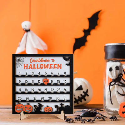 3D Halloween Countdown Wooden Wall Hanging Ornament - Festive Home Decoration for Halloween Season