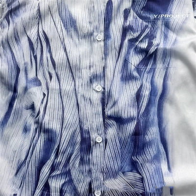 Men's Hawaiian Shirt Blue Striped Human Body Printed Shirt Fashion Elegant Summer PROJECT Shirt Streetwear Lapel Mens Clothing