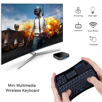 iPazzPort Backlit Mini Keyboard w/Touchpad, Bluetooth & 2.4GHz Mode, IR Remote, Rechargeable RGB for Smart TV/Android/PS4/PC