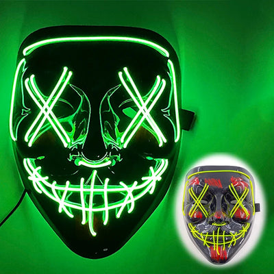 Led Mask Halloween Party Masque Masquerade Masks Neon Light Mask Mascara Horror Maska Glowing Purge Mask Glow In The Dark