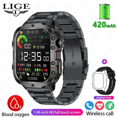 2024 Rugged Military Smart Watch Men Outdoor Watches lP68 Waterproof 2.01
