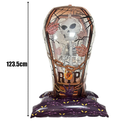 Halloween Balloon Giant Ghost Pumpkin Skull Castle Aluminum Film Standing Balloon for Halloween Party Yard Garden Scary Decor