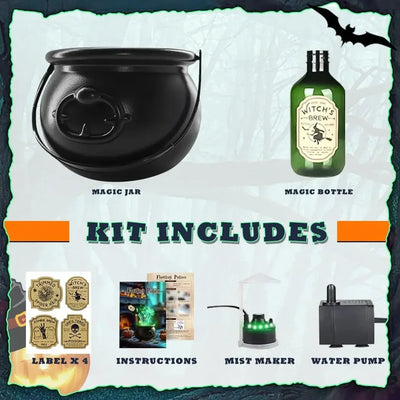 Halloween WitchCauldron with LED Light & Fog Mist Maker Skeleton Decor for Spooky Hocus Pocus Party, Home, Halloween Party
