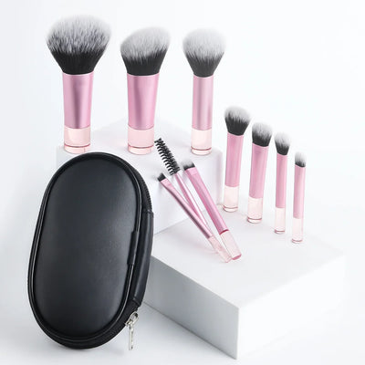 Makeup Brush Sets,10pcs Plastic mini with bag multifunctional Makeup Brush at home or On-the-Go  beauty  Sculpting Brush