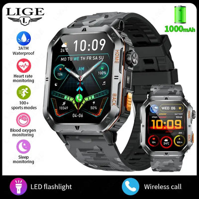 LIGE New Smart Watch Men 1000mAh Extra Large Battery 3ATM Professional Waterproof 2.01