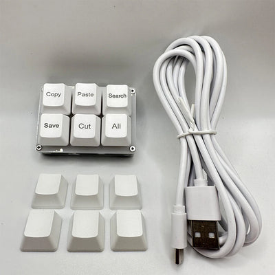 6Keys Copy Paste Search Save Cut Keyboard One Handed OSU Keypad Programmable Mechanical Shortcut Macro Keyboard for Working Game