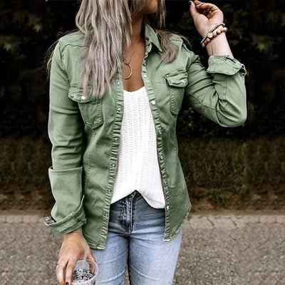 Denim Jacket with Fur Black Jean Jacket Denim Jacket Mid Length Denim Shirt Coat Fashion New Slimming Solid Women Jacket