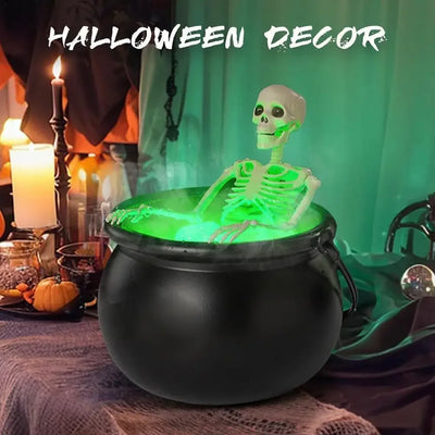 Halloween WitchCauldron with LED Light & Fog Mist Maker Skeleton Decor for Spooky Hocus Pocus Party, Home, Halloween Party