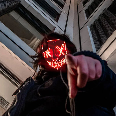 Led Mask Halloween Party Masque Masquerade Masks Neon Light Mask Mascara Horror Maska Glowing Purge Mask Glow In The Dark