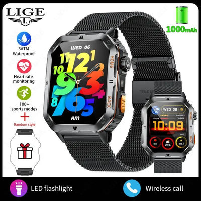 LIGE New Smart Watch Men 1000mAh Extra Large Battery 3ATM Professional Waterproof 2.01
