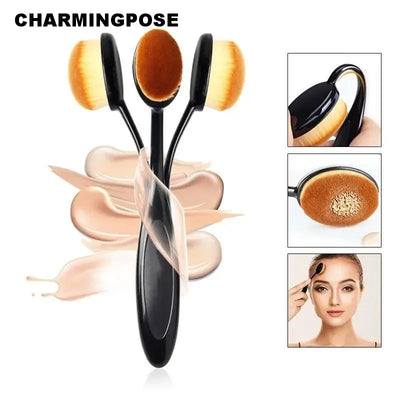 Toothbrush-Style Makeup Brush for Quick & Flawless Liquid/Cream/Powder Application, Professional Cosmetic Tool Set