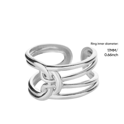 Double Layer Knotted Rings for Women Opening Stainless Steel Ring Vintage Femme Band Party Jewelry Accessories anillos mujer BFF