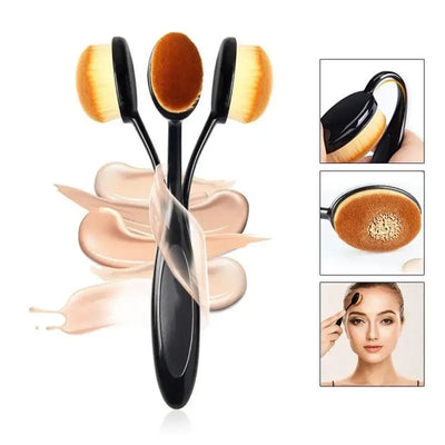 Toothbrush-Style Makeup Brush for Quick & Flawless Liquid/Cream/Powder Application, Professional Cosmetic Tool Set