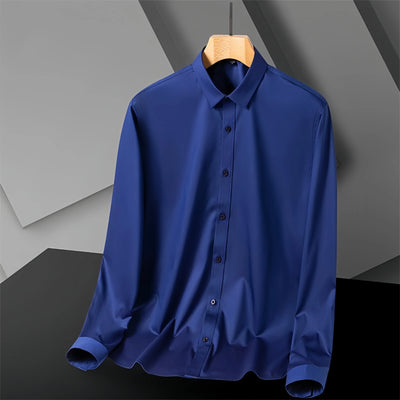 S-8XL New Bamboo Fiber Men Shirt Long Sleeve No Iron Anti-Wrinkle Casual Business Men Shirt Long Sleeve Slim Fit Camisa Social