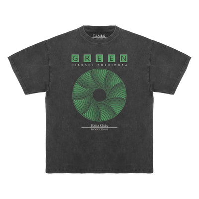 Hiroshi Yoshimura Green T-Shirt Inoyama Land Brian Eno Washed Loose Drop Shoulder Retro Men's Short Sleeve Oversize Cotton Shirt