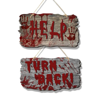 Scary Halloween Blood Handprint Pendant Funny Paper Wooden Door Hanging Decoration Festive Blood Handprint Banner