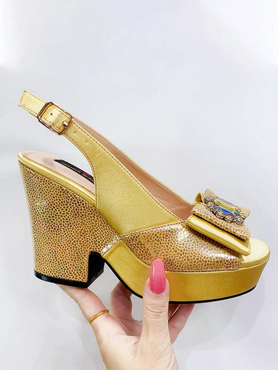 2024 Newest Wedding Women Shoes Nigeria Africa 10cm High Heels Party Gathering Crystal Design Women Shoes Fashion Ladies Shoes