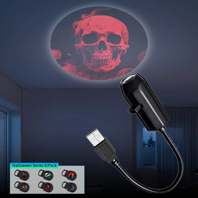Halloween Theme USB Plug Projection Light Indoor Ceiling Projection Light Wall Ambient Light Holiday Decoration Light Adjustable