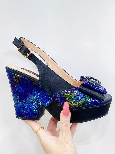 2024 Newest Wedding Women Shoes Nigeria Africa 10cm High Heels Party Gathering Crystal Design Women Shoes Fashion Ladies Shoes
