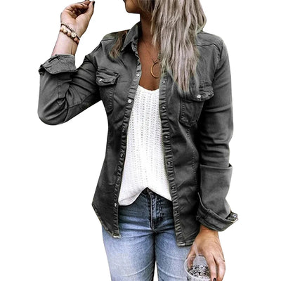 Denim Jacket with Fur Black Jean Jacket Denim Jacket Mid Length Denim Shirt Coat Fashion New Slimming Solid Women Jacket